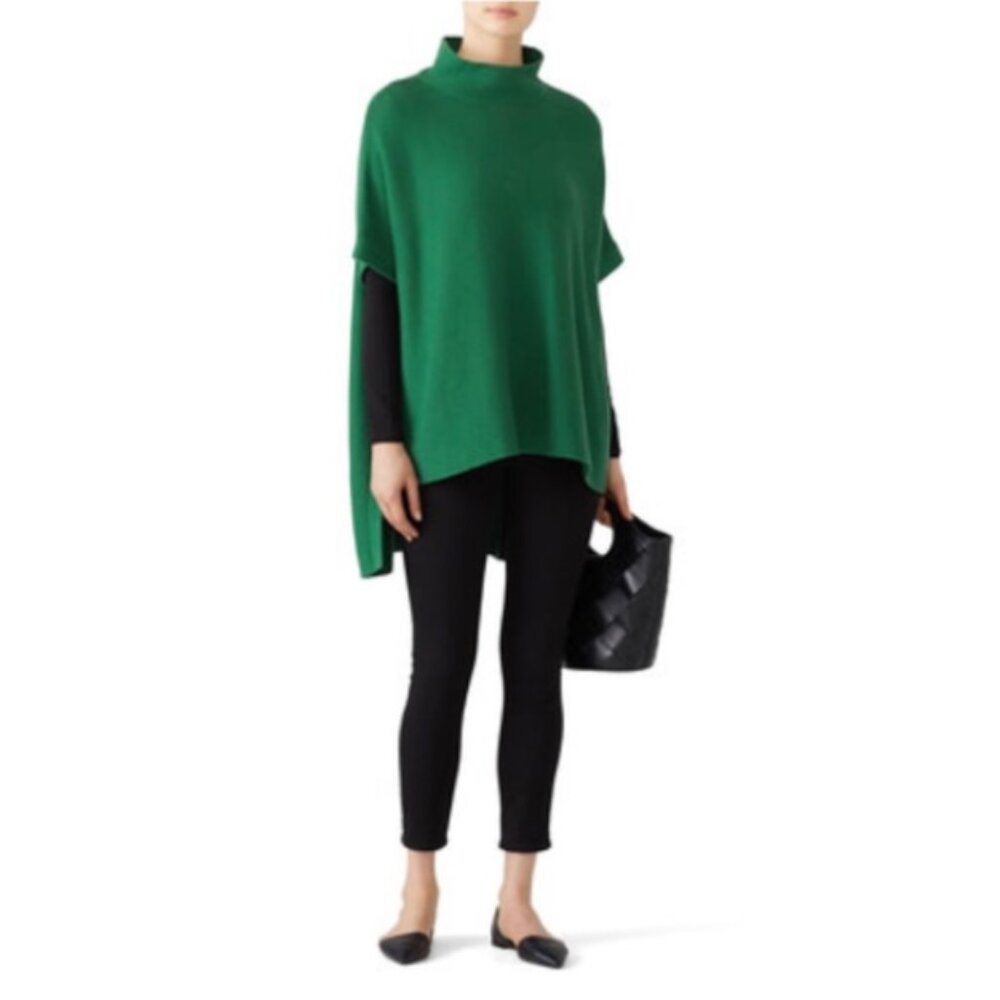 Elk The Label Anthropologie Green Ember Poncho Wool Cotton Blend One Size